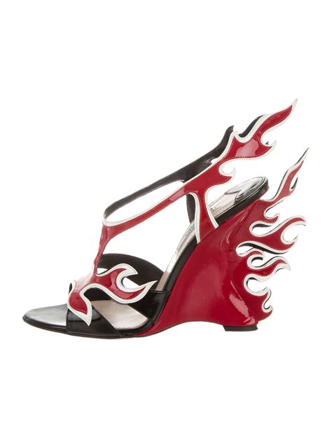 prada flames shoes second hand|Prada Flame Wedge Shoes: The Heels Everyone Wants This .